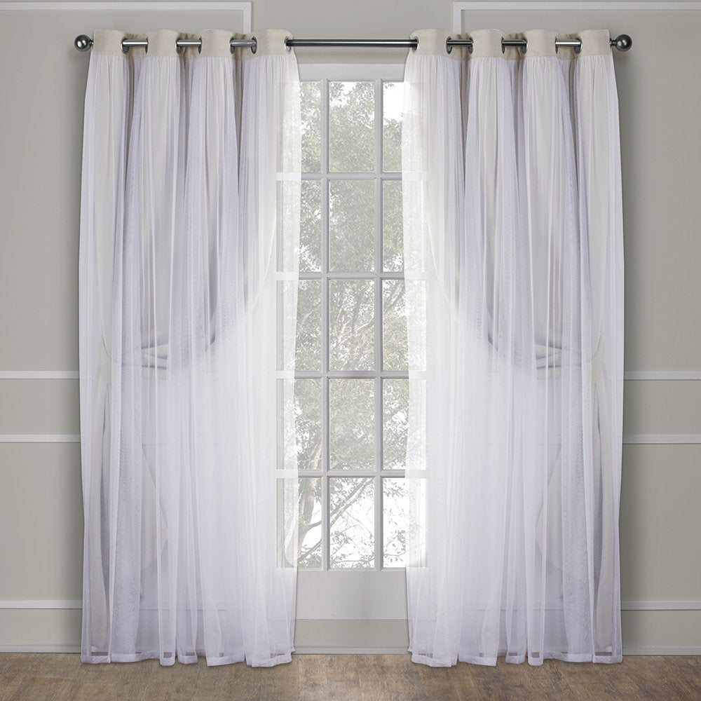 Exclusive Home Catarina Layered Solid Room Darkening Blackout and Sheer Grommet Top Curtain Panel