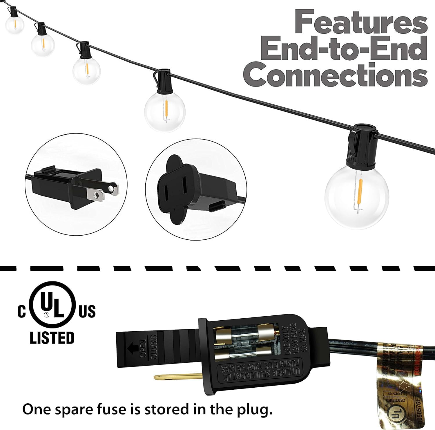 Lampat String Lights, LED 25Ft G40 Globe String Lights with Bulbs-UL Listd for Indoor/Outdoor Commercial Decor