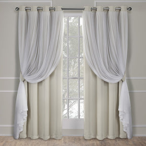 Exclusive Home Catarina Layered Solid Room Darkening Blackout and Sheer Grommet Top Curtain Panel