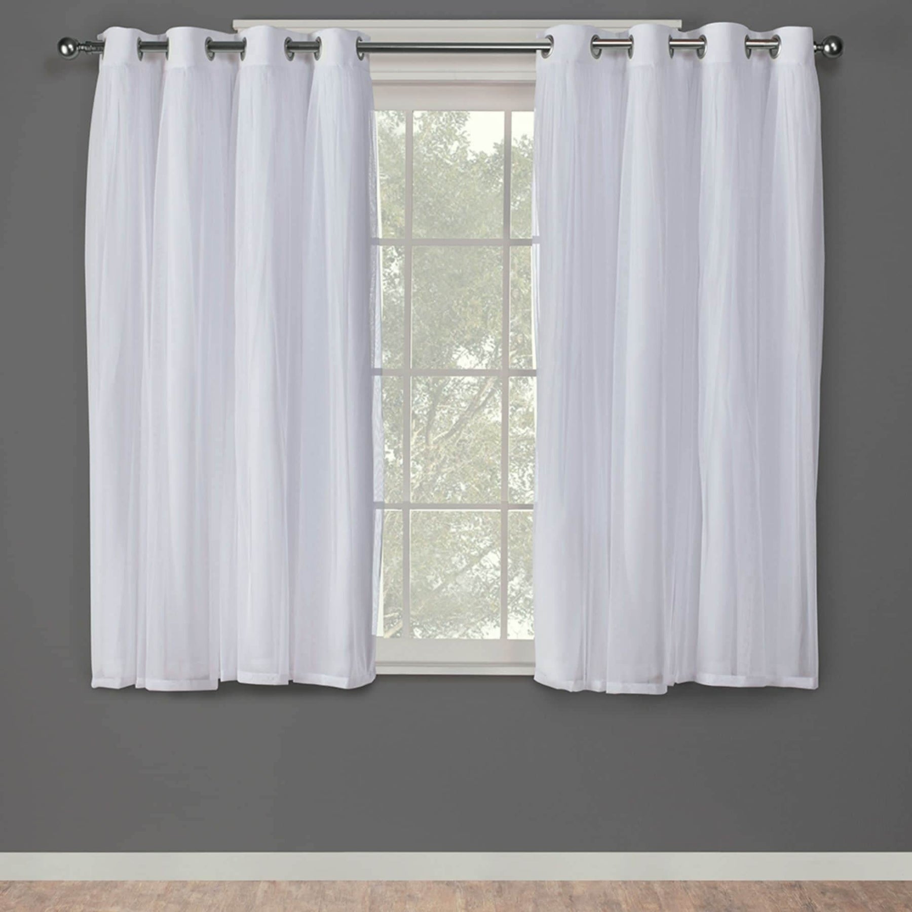 Exclusive Home Catarina Layered Solid Room Darkening Blackout and Sheer Grommet Top Curtain Panel