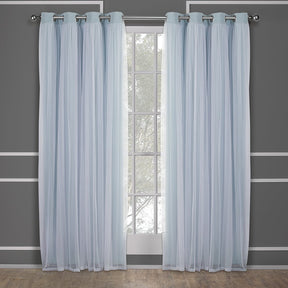 Exclusive Home Catarina Layered Solid Room Darkening Blackout and Sheer Grommet Top Curtain Panel