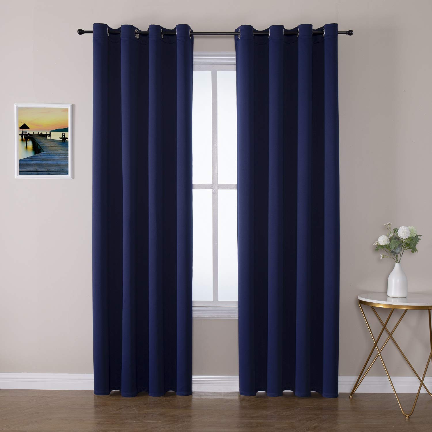 ChrisDowa Grommet Blackout Curtains for Bedroom and Living Room.