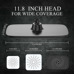 High Pressure Rain Shower Head Combo with Extension Arm. Wide Showerhead with 5 Handheld Water Spray.