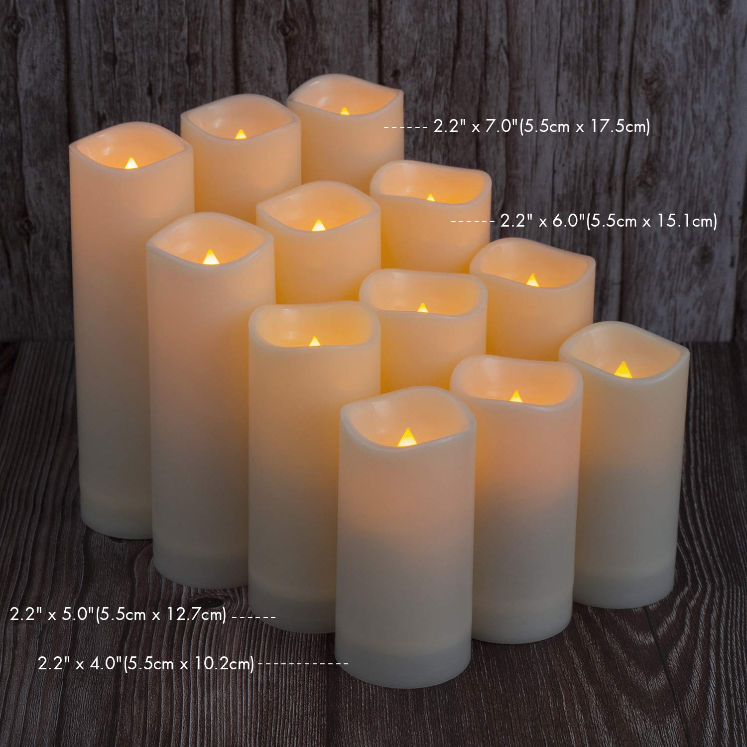 Aignis Flameless LED Candles with 10-Key Remote & Timer, Outdoor Indoor Waterproof Battery Operated.