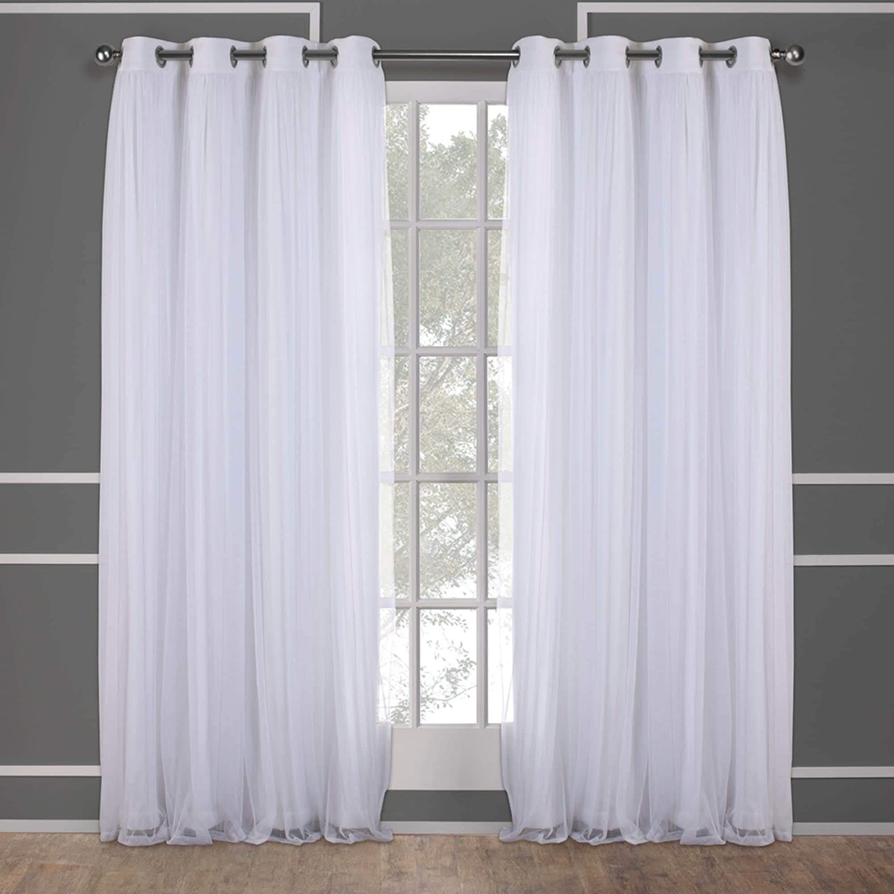 Exclusive Home Catarina Layered Solid Room Darkening Blackout and Sheer Grommet Top Curtain Panel