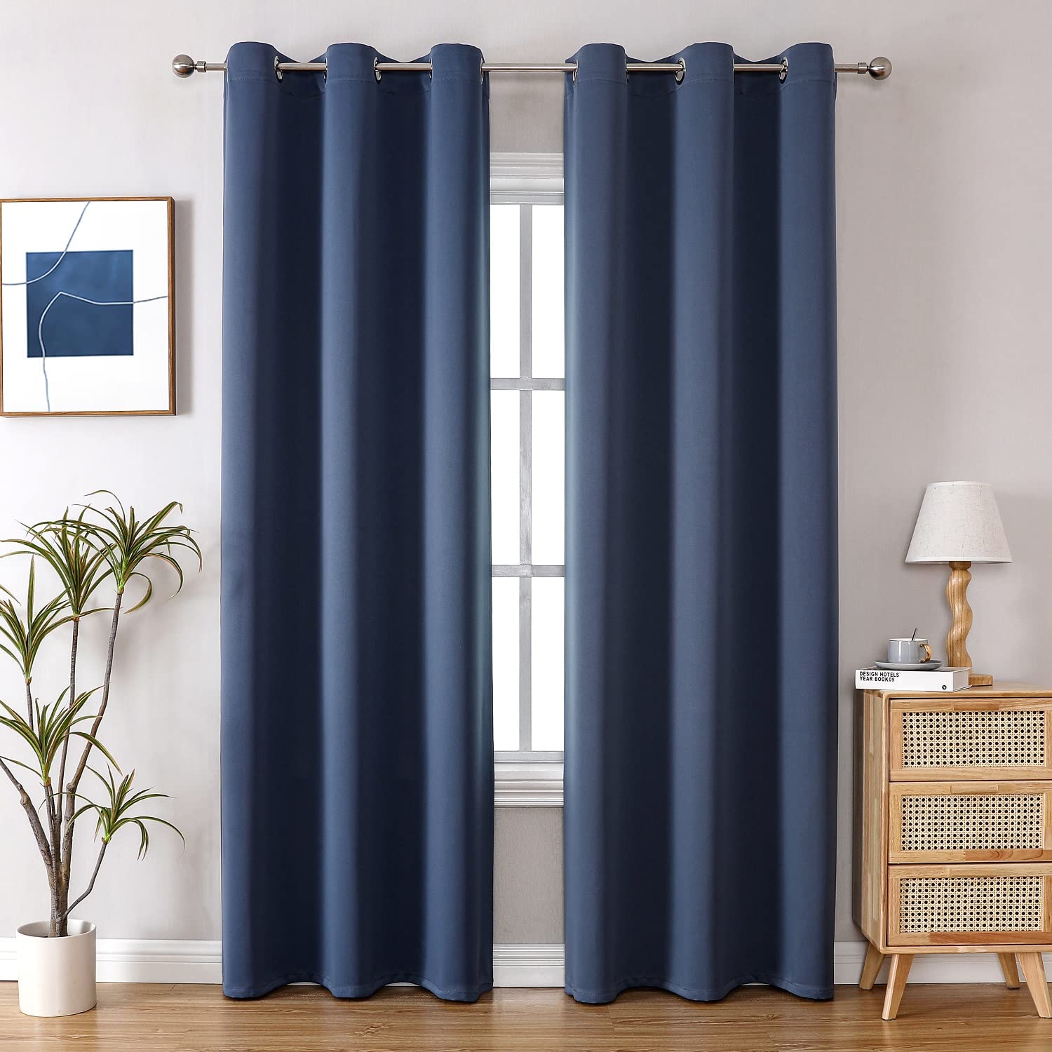 ChrisDowa Grommet Blackout Curtains for Bedroom and Living Room.