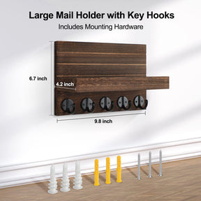 Lwenki Key Holder for Wall, Decorative Key and Mail Holder with Shelf Has Large Hooks.