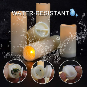 Aignis Flameless LED Candles with 10-Key Remote & Timer, Outdoor Indoor Waterproof Battery Operated.