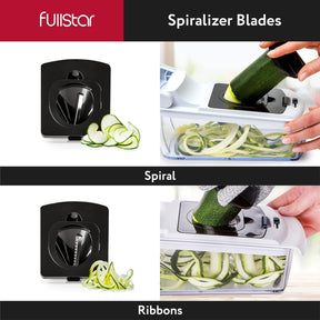 Fullstar Vegetable Chopper - Food Chopper - Onion Chopper - Vegetable Slicer & Spiralizer - Veggie Chopper with Container (4 in 1, White) 💥Flash Sale💥