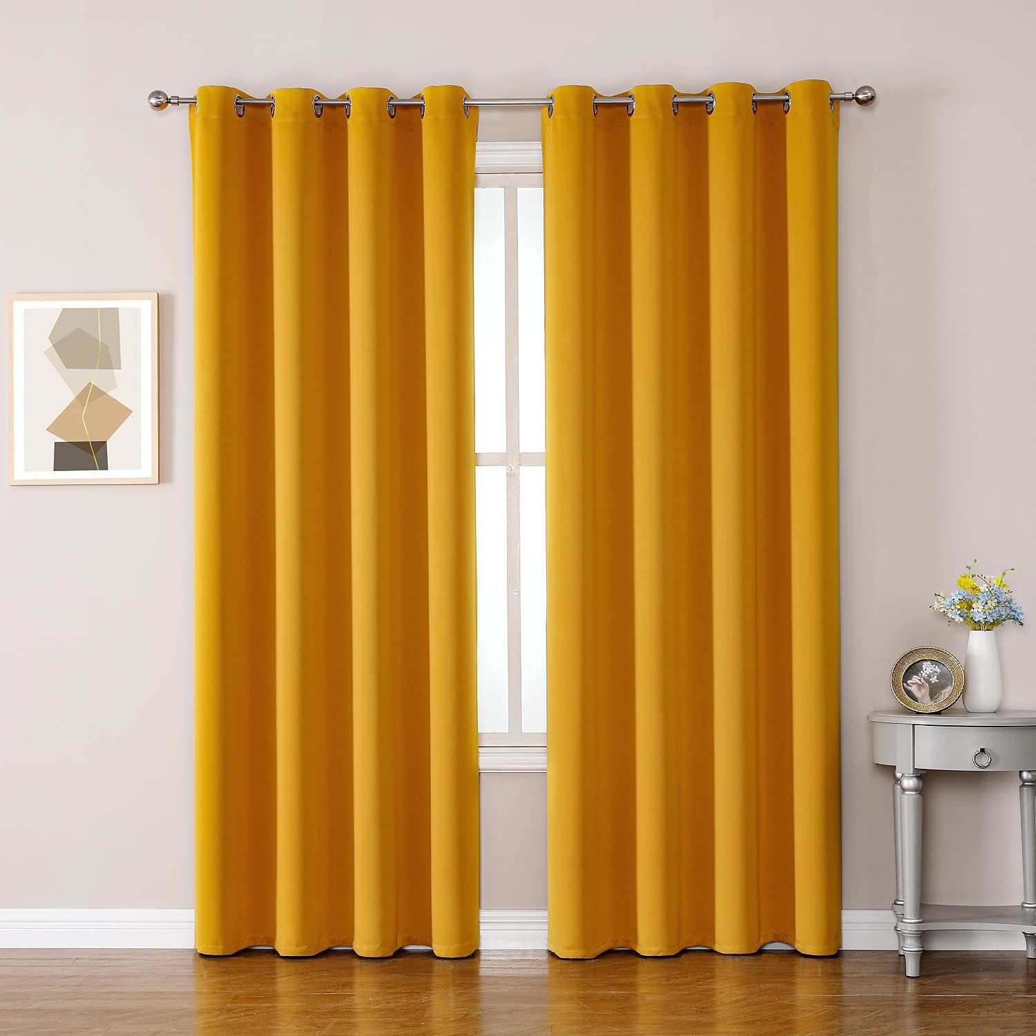 ChrisDowa Grommet Blackout Curtains for Bedroom and Living Room.