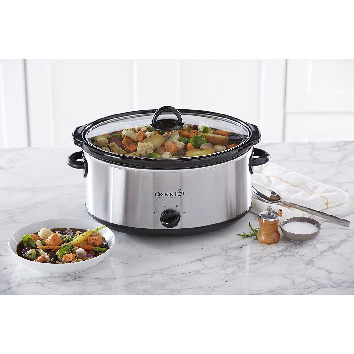 Quart Oval Manual Slow Cooker, Stainless Steel (SCV700-S-BR), Versatile Cookware for Large Families or Entertaining