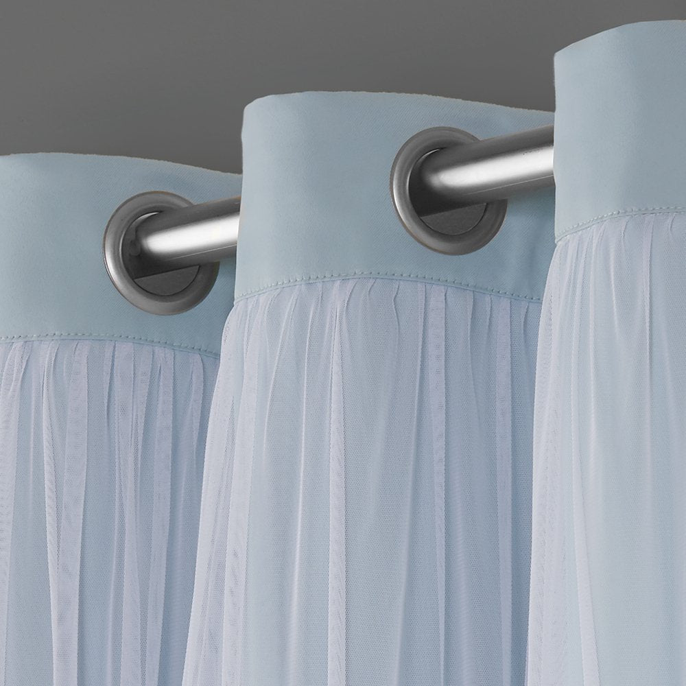 Exclusive Home Catarina Layered Solid Room Darkening Blackout and Sheer Grommet Top Curtain Panel