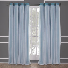 Exclusive Home Catarina Layered Solid Room Darkening Blackout and Sheer Grommet Top Curtain Panel