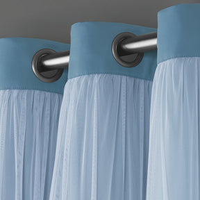 Exclusive Home Catarina Layered Solid Room Darkening Blackout and Sheer Grommet Top Curtain Panel