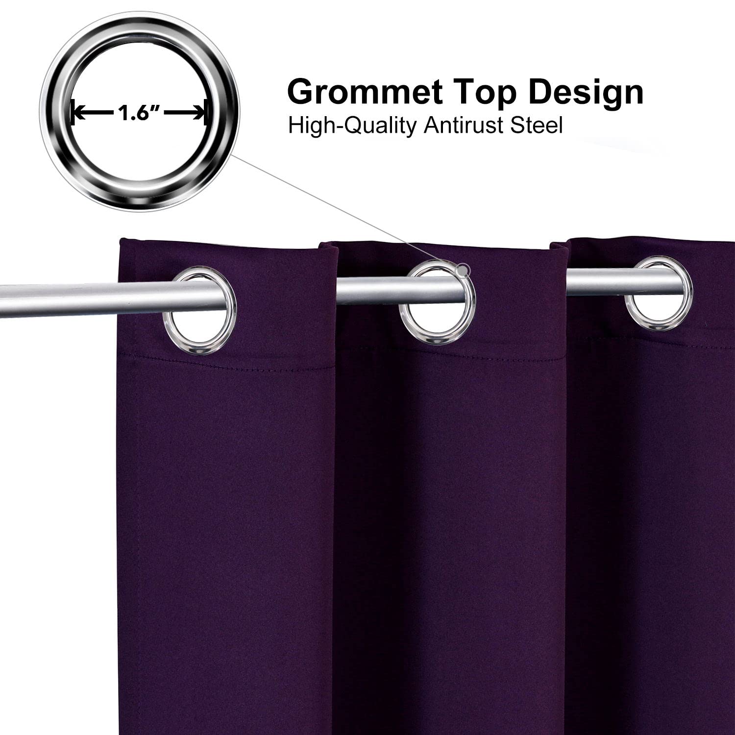 ChrisDowa Grommet Blackout Curtains for Bedroom and Living Room.