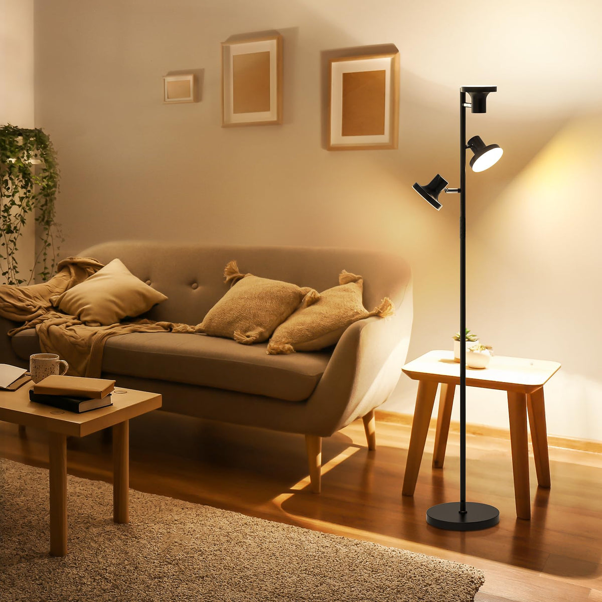 LED Tree Floor Lamp, Modern Dimmable Standing Lamp with Remote & Touch Control, Living Room, Bedroom, Office