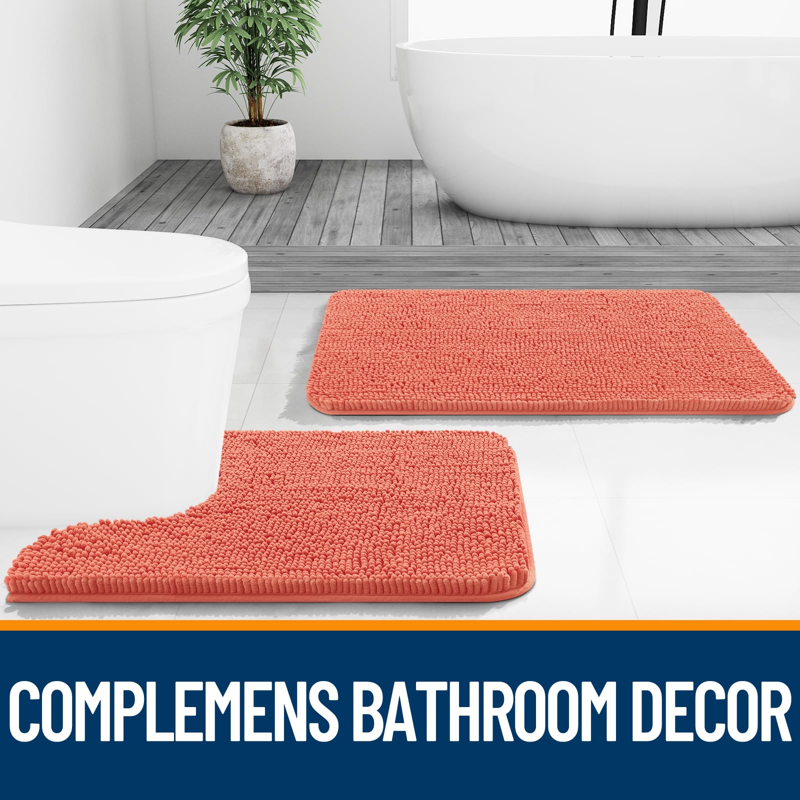 Bathroom Rugs, Extra Soft Absorbent Chenille Bath Rugs, Home Decor Accessories.