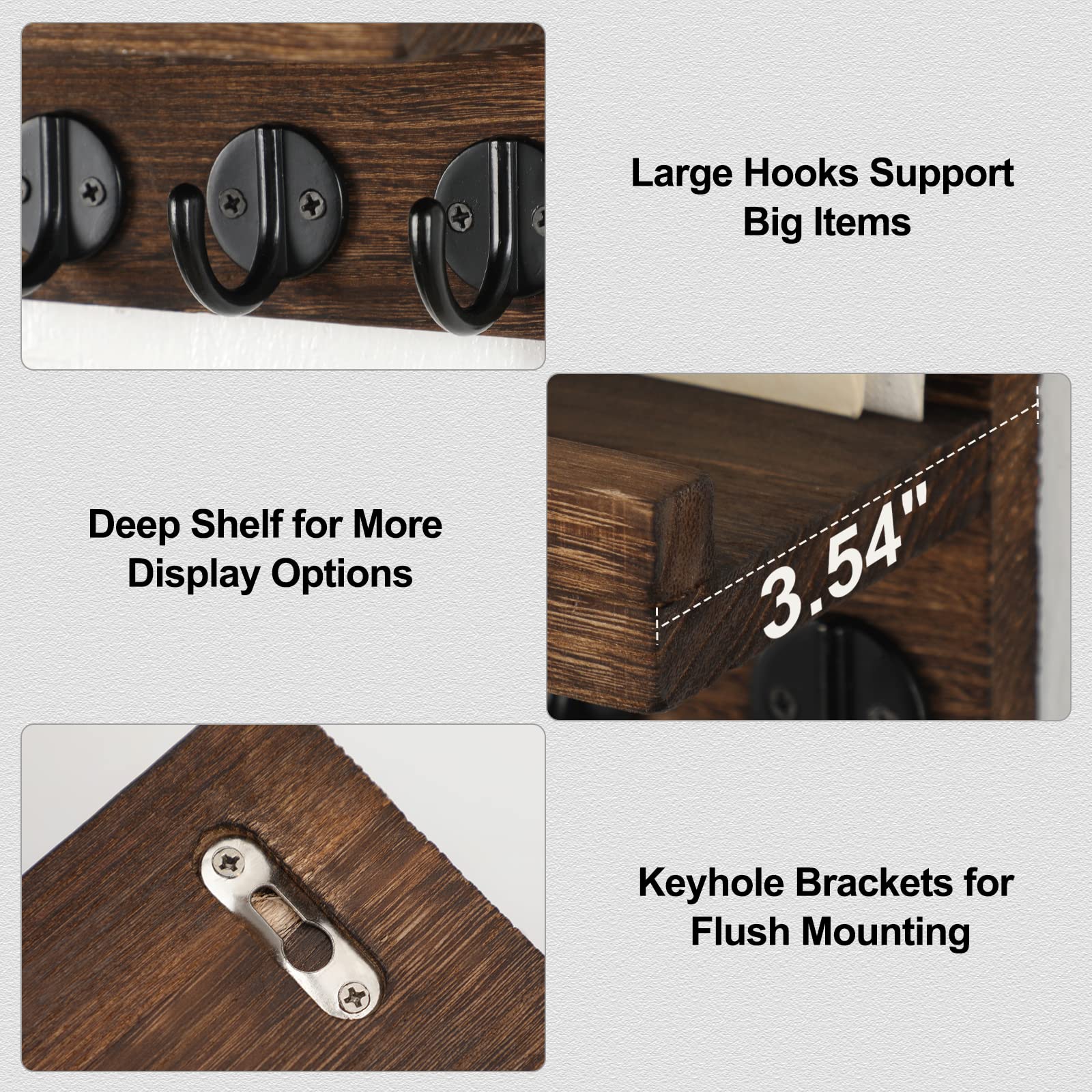 Lwenki Key Holder for Wall, Decorative Key and Mail Holder with Shelf Has Large Hooks.