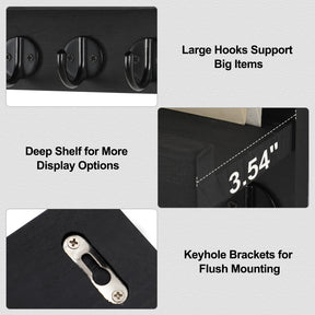 Lwenki Key Holder for Wall, Decorative Key and Mail Holder with Shelf Has Large Hooks.