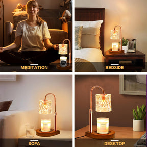 Candle Warmer Lamp with 3 Bulbs, Adjustable Height Dimmable Candle Warmer with 2H/4H/8H Timer.