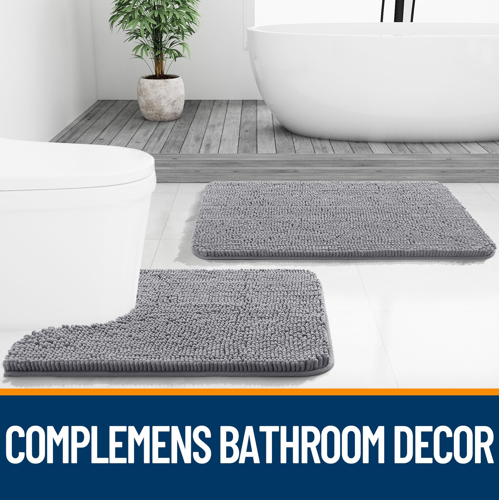 Bathroom Rugs, Extra Soft Absorbent Chenille Bath Rugs, Home Decor Accessories.