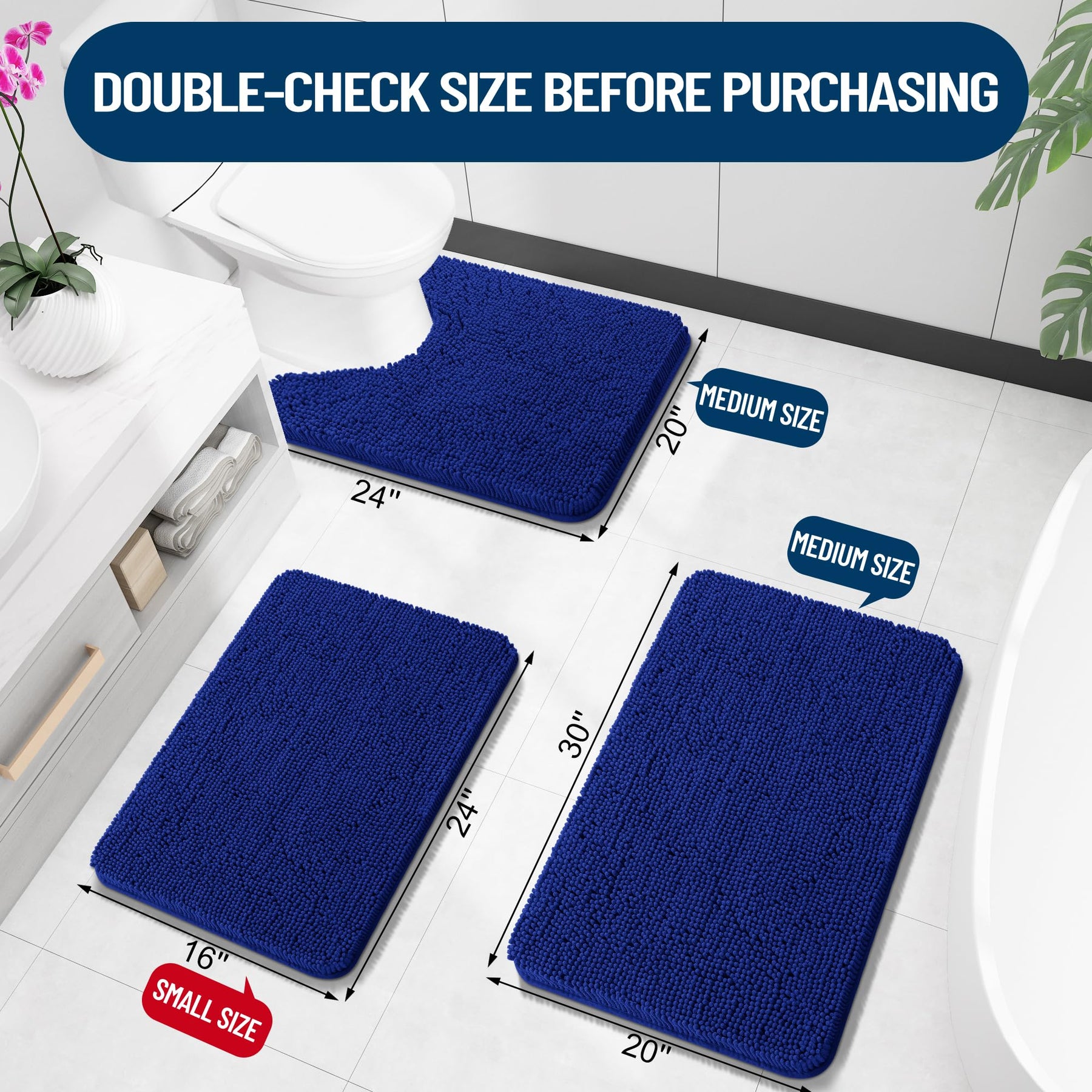 Bathroom Rugs, Extra Soft Absorbent Chenille Bath Rugs, Home Decor Accessories.